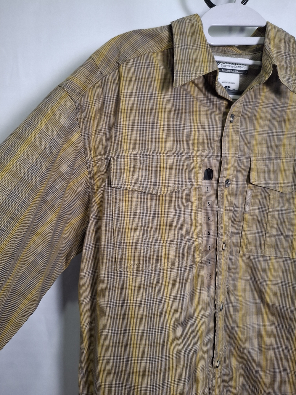 Columbia Men's Yellow Plaid Long-Sleeve Button-Down Shirt - Picture 2 of 9